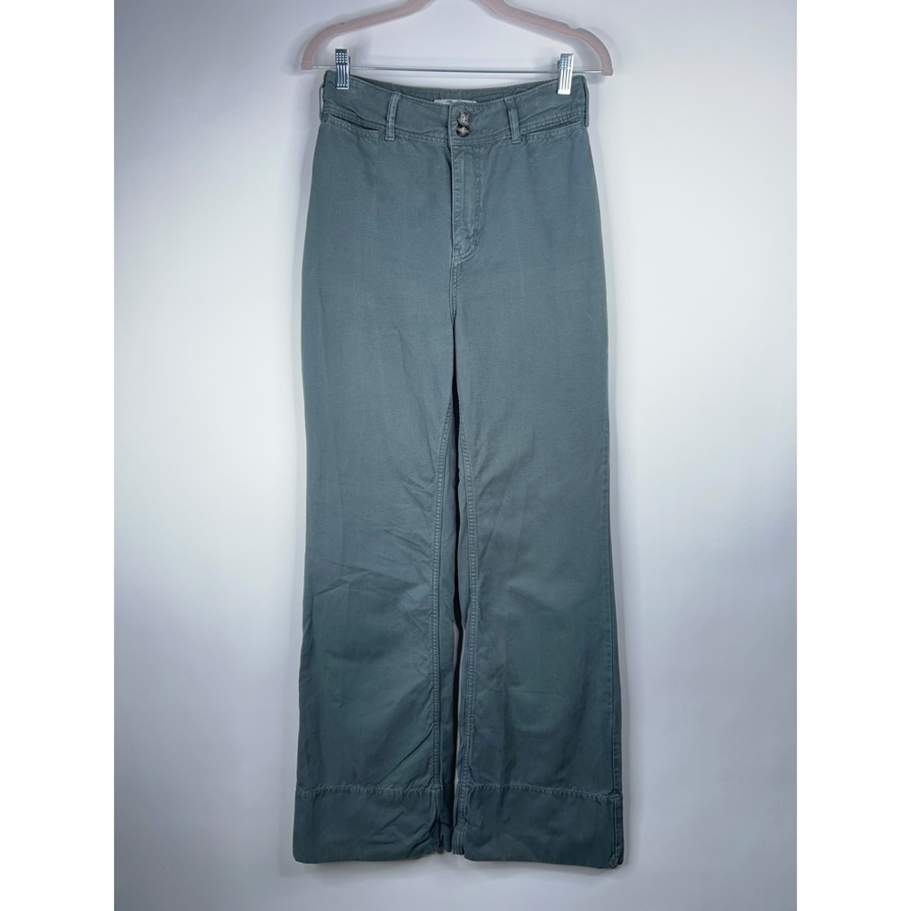 We The Free Green Gray Flare Pants High Rise Khaki Classic Free People Size 29
